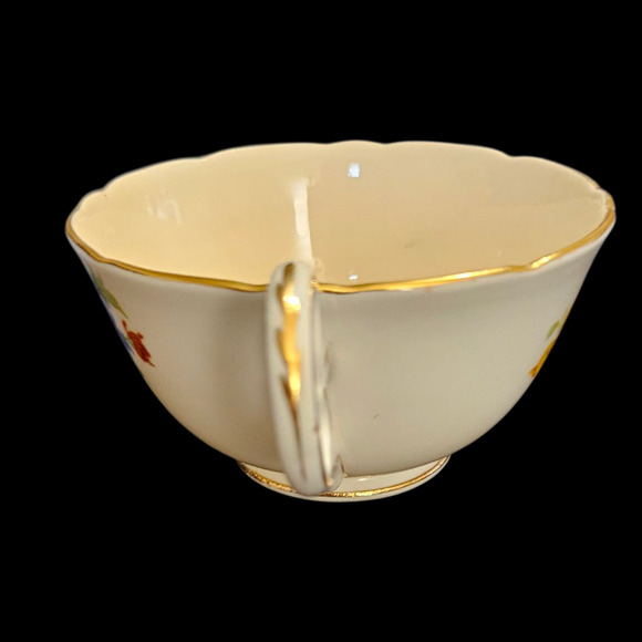 Vintage A.B.J. Grafton China Teacup & Saucer Floral Pink Gold Trim Made England - Picture 6 of 9